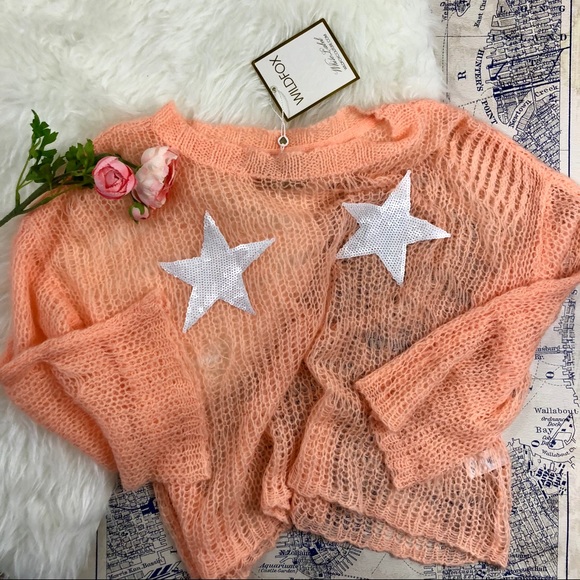 Wildfox Sweaters - Wildfox Star Bra Sweater In Peach Puff